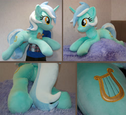 Size: 4000x3640 | Tagged: safe, artist:lanacraft, imported from derpibooru, lyra heartstrings, human, pony, unicorn, irl, irl human, life size, photo, plushie, solo