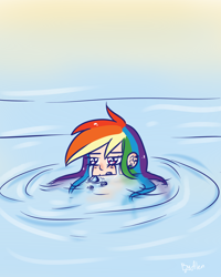 Size: 1600x2000 | Tagged: safe, artist:gnidagovnida, imported from derpibooru, rainbow dash, human, deep tissue memories, spoiler:deep tissue memories, crying, ear piercing, earring, humanized, jewelry, piercing, sad, solo, water, wet