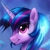 Size: 1024x1024 | Tagged: safe, artist:thisponydoesnotexist, imported from derpibooru, twilight sparkle, alicorn, pony, unicorn, ai content, ai generated, blue hair, female, generator:thisponydoesnotexist, glowing hair, neon, neural network, not twilight sparkle, shiny hair, solo, solo female