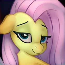 Size: 1024x1024 | Tagged: safe, artist:thisponydoesnotexist, imported from derpibooru, oc, pony, ai content, ai generated, bedroom eyes, eyeliner, eyeshadow, female, floppy ears, generator:thisponydoesnotexist, i can't believe it's not flutter, looking at you, makeup, neural network, not fluttershy, seductive, seductive look, seductive pose, smiling, smiling at you, solo, solo female