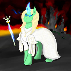 Size: 2000x2000 | Tagged: safe, artist:lord atlantean, artist:saint boniface, imported from derpibooru, oc, oc only, oc:white rosa, pony, changeling hive, female, high res, mare, solo, war