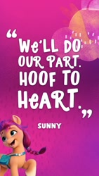 Size: 640x1138 | Tagged: safe, imported from derpibooru, sunny starscout, earth pony, pony, abstract background, female, g5, instagram, instagram story, mare, my little pony: a new generation, official, quote, solo, text