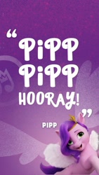 Size: 640x1138 | Tagged: safe, imported from derpibooru, pipp petals, pegasus, pony, abstract background, female, g5, instagram, instagram story, mare, my little pony: a new generation, official, pipp pipp hooray, quote, solo, text