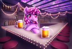 Size: 1750x1200 | Tagged: safe, artist:rainspeak, imported from derpibooru, berry punch, berryshine, earth pony, pony, alcohol, beer, fairy lights, solo, string lights