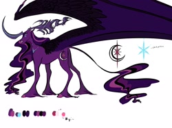 Size: 2049x1536 | Tagged: safe, artist:penrosa, imported from derpibooru, oc, oc:midnight sparkle, alicorn, pony, alicorn oc, female, horn, leonine tail, magical lesbian spawn, mare, offspring, parent:princess luna, parent:twilight sparkle, parents:twiluna, simple background, white background, wings