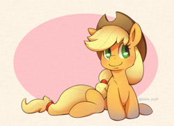 Size: 1200x873 | Tagged: safe, artist:talimingi, imported from derpibooru, applejack, earth pony, pony, cowboy hat, cute, female, hat, jackabetes, mare, smiling, solo