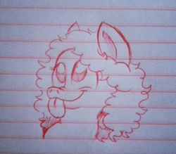 Size: 960x840 | Tagged: safe, artist:millefaller, imported from derpibooru, oc, oc only, earth pony, pony, :p, bust, earth pony oc, female, lineart, lined paper, mare, smiling, solo, tongue out, traditional art