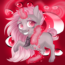 Size: 2834x2834 | Tagged: safe, artist:schokocream, imported from derpibooru, oc, oc only, pony, unicorn, clothes, eye, eyelashes, eyes, female, glowing horn, grin, high res, horn, mare, rearing, scarf, smiling, unicorn oc