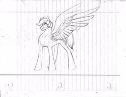 Size: 3299x2549 | Tagged: safe, artist:penrosa, imported from derpibooru, pegasus, pony, female, high res, lineart, lined paper, mare, solo, wings