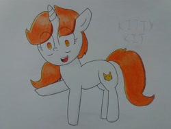 Size: 4128x3096 | Tagged: safe, artist:cherro, imported from derpibooru, oc, oc only, oc:kitty kit, pony, unicorn, solo, traditional art