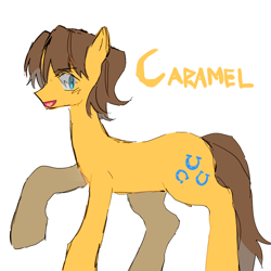 Size: 1024x1024 | Tagged: safe, artist:t-0-rtured, imported from derpibooru, caramel, earth pony, pony, doodle, looking at you, smiling, solo