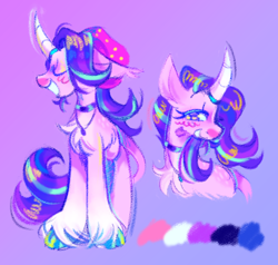 Size: 1482x1413 | Tagged: safe, artist:occultusion, artist:onionpwder, imported from derpibooru, starlight glimmer, classical unicorn, pony, unicorn, beanie, chest fluff, cloven hooves, color porn, colored hooves, curved horn, hat, horn, leonine tail, smiling, solo, unshorn fetlocks