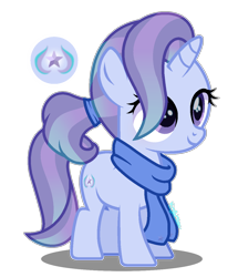 Size: 1024x1192 | Tagged: safe, artist:amicasecretuwu, imported from derpibooru, oc, oc only, pony, unicorn, clothes, female, filly, magical lesbian spawn, offspring, parent:starlight glimmer, parent:trixie, parents:startrix, scarf, simple background, solo, transparent background