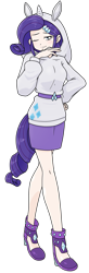 Size: 685x2089 | Tagged: safe, alternate version, artist:batipin, imported from derpibooru, part of a set, rarity, equestria girls, clothes, female, hoodie, human coloration, multiple variants, one eye closed, rarity peplum dress, simple background, solo, transparent background, wink