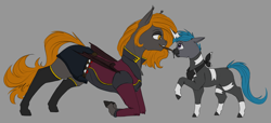 Size: 4400x2000 | Tagged: safe, artist:stray prey, imported from derpibooru, oc, oc:flare, oc:lucent, bat pony, blitzle, pony, unicorn, bandana, bat wings, bodypaint, clothes, cosplay, costume, cute, female, kneeling, male, mom, mother and son, painting, poké ball, pokéball, pokémon, pokémon trainer, size difference, wholesome, wings