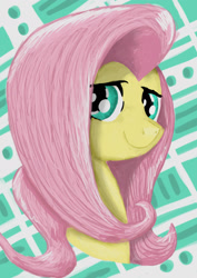 Size: 1280x1811 | Tagged: safe, artist:protcat, imported from derpibooru, fluttershy, pegasus, pony, abstract background, blushing, bust, cute, daaaaaaaaaaaw, shyabetes, solo