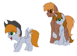 Size: 2900x2100 | Tagged: safe, artist:ponynamedmixtape, imported from derpibooru, imported from ponybooru, oc, oc only, oc:calamity, oc:littlepip, pegasus, pony, unicorn, fallout equestria, cowboy hat, female, hat, hetero littlepip, high res, male, mare, oc x oc, offspring, parent:oc:calamity, parent:oc:littlepip, parents:oc x oc, parents:piplamity, piplamity, ponybooru import, shipping, simple background, smiling, straight, transparent background, trio