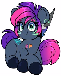 Size: 3227x4000 | Tagged: safe, artist:partylikeanartist, imported from derpibooru, oc, oc only, earth pony, pony, ear piercing, earring, jewelry, lying down, piercing, prone, smiling