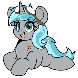 Size: 4000x4000 | Tagged: safe, artist:partylikeanartist, imported from derpibooru, oc, oc only, pony, unicorn, goggles, looking at you, lying down, prone, smiling