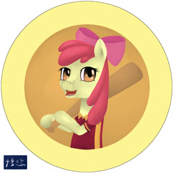 Size: 2010x2010 | Tagged: safe, artist:陳捷瑞, imported from derpibooru, apple bloom, earth pony, pony, baseball bat, clothes, female, filly, high res, solo