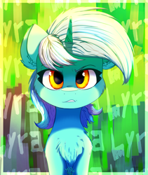 Size: 1887x2236 | Tagged: safe, artist:mjsw, imported from derpibooru, lyra heartstrings, pony, unicorn, chest fluff, female, looking at you, mare, solo