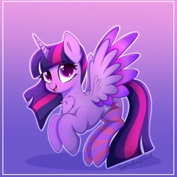 Size: 2000x2000 | Tagged: safe, artist:splashofsweet, imported from derpibooru, twilight sparkle, alicorn, pony, chest fluff, clothes, cute, flying, looking at you, smiling, socks, solo, spread wings, striped socks, twiabetes, twilight sparkle (alicorn), wings