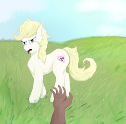 Size: 2500x2450 | Tagged: safe, artist:fdv.alekso, imported from ponybooru, oc, oc:aryanne, earth pony, dark skin, nazi, swastika