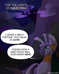 Size: 1272x1600 | Tagged: safe, artist:eggzeafanart, imported from derpibooru, zecora, pony, zebra, canterlot, comic, dialogue, sad, solo