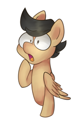 Size: 559x860 | Tagged: safe, artist:seaprincessopal, imported from derpibooru, oc, oc only, pegasus, pony, brown, glasses, male, shocked, solo, stallion, tan