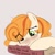 Size: 730x729 | Tagged: safe, artist:chickenbrony, artist:cottonaime, imported from derpibooru, oc, oc only, oc:megan rouge, earth pony, pony, book, cream background, crying, eye clipping through hair, female, freckles, mare, sad, solo