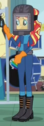 Size: 269x766 | Tagged: safe, imported from derpibooru, screencap, sunset shimmer, equestria girls, friendship games, cropped, solo, welding mask