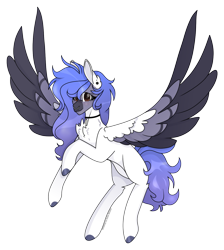 Size: 1280x1426 | Tagged: safe, artist:reptaurdrawsmlp, artist:tired-horse-studios, imported from derpibooru, oc, oc only, pegasus, pony, blue hair, brown eyes, chest fluff, colored hooves, colored wings, female, hooves up, jewelry, looking at you, mare, multicolored wings, nose piercing, nose ring, pegasus oc, pendant, piercing, simple background, solo, spread wings, transparent background, wing fluff, wings