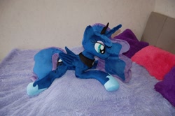 Size: 2400x1596 | Tagged: safe, artist:lanacraft, imported from derpibooru, princess luna, pony, female, irl, lying down, mare, photo, plushie, prone, solo