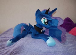 Size: 2400x1761 | Tagged: safe, artist:lanacraft, imported from derpibooru, princess luna, pony, female, irl, lying down, mare, photo, plushie, prone, solo