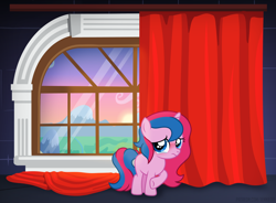 Size: 1200x883 | Tagged: safe, artist:jennieoo, imported from derpibooru, oc, oc only, oc:star sparkle, pony, unicorn, crying, curtains, female, filly, foal, guilty, sad, show accurate, solo, vector, window