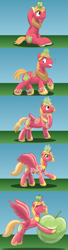 Size: 1850x6800 | Tagged: safe, artist:bladedragoon7575, imported from derpibooru, big macintosh, alicorn, earth pony, inflatable pony, pony, pooltoy pony, air nozzle, alicornified, apple, bigmacicorn, comic, commission, crown, emanata, female, food, grin, gritted teeth, happy, high res, hoof shoes, horse collar, hug, inflatable, inflatable toy, jewelry, looking at you, macareina, magic, male, male to female, mare, necklace, one eye closed, open mouth, peytral, pool toy, princess big mac, princess macareina, race swap, regalia, rule 63, smiling, smiling at you, solo, spread wings, stallion, tiara, transformation, transformation sequence, transgender transformation, wavy mouth, wings, wink, winking at you, yoke