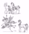 Size: 1029x1200 | Tagged: safe, artist:baron engel, imported from derpibooru, oc, oc only, oc:lily dancer, oc:marigold, oc:raindrop, oc:raindrop (baron engel), oc:rivet, oc:stone mane, oc:stone mane (baron engel), earth pony, pegasus, pony, black and white, bow, bowtie, braid, butt, clothes, colt, dreamscape, exclamation point, female, filly, glasses, grayscale, hair bow, hug, jewelry, male, mare, monochrome, necklace, nudity, pencil drawing, plot, sheath, shirt, simple background, stallion, story included, traditional art, vest, white background