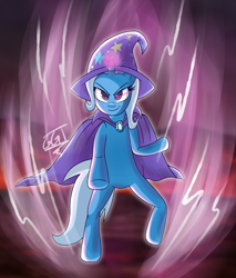 Size: 2130x2497 | Tagged: safe, artist:tenkaichi-jd, imported from derpibooru, trixie, pony, unicorn, bipedal, cape, clothes, dragon ball, dragon ball z, female, hat, high res, mare, solo, trixie's cape, trixie's hat