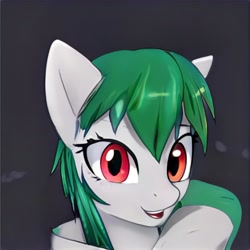 Size: 1024x1024 | Tagged: safe, artist:thisponydoesnotexist, imported from derpibooru, pony, ai content, ai generated, cloak, clothes, generator:thisponydoesnotexist, looking at you, neural network, red eyes, solo