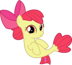 Size: 5498x4972 | Tagged: safe, artist:jhayarr23, imported from derpibooru, apple bloom, earth pony, seapony (g4), surf and/or turf, absurd resolution, bow, female, filly, hair bow, mane bow, seaponified, seapony apple bloom, simple background, smiling, solo, species swap, transparent background, vector