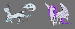 Size: 1420x563 | Tagged: safe, artist:penrosa, imported from derpibooru, oc, oc only, pegasus, pony, duo, female, gray background, mare, pegasus oc, simple background, wings