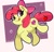 Size: 1358x1302 | Tagged: safe, artist:galaxynightt, imported from derpibooru, apple bloom, earth pony, pony, apple, female, filly, food, solo, tongue out