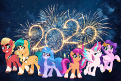 Size: 1254x836 | Tagged: safe, artist:orin331, edit, imported from derpibooru, hitch trailblazer, izzy moonbow, pipp petals, sprout cloverleaf, sunny starscout, zipp storm, earth pony, pegasus, pony, unicorn, dreamworks face, female, g5, happy new year, happy new year 2022, holiday, male, mane five (g5), mare, my little pony: a new generation, new mane six (g5), stallion, vector