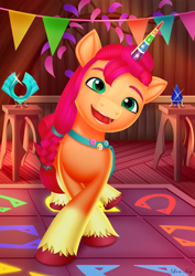 Size: 2480x3508 | Tagged: safe, artist:leonkay, imported from derpibooru, sunny starscout, earth pony, pony, cute, dance dance revolution, g5, high res, just prance, my little pony: a new generation, solo