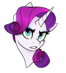 Size: 900x1002 | Tagged: safe, artist:pointdelta, imported from derpibooru, rarity, pony, unicorn, bust, female, gritted teeth, redraw, simple background, solo, transparent background