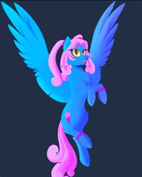 Size: 809x1011 | Tagged: safe, artist:rand-dums, imported from derpibooru, oc, oc only, pegasus, pony, blue background, female, pegasus oc, simple background, solo, spread wings, wings