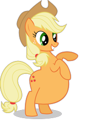 Size: 1090x1305 | Tagged: safe, artist:mlpfan3991, artist:patec, edit, imported from derpibooru, vector edit, applejack, earth pony, pony, fall weather friends, belly, big belly, bipedal, cowboy hat, female, hat, simple background, solo, stuffed belly, transparent background, vector