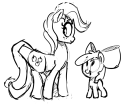 Size: 2499x2176 | Tagged: safe, artist:tg1117, imported from derpibooru, apple bloom, applejack, earth pony, pony, apple sisters, female, filly, foal, high res, mare, siblings, sisters