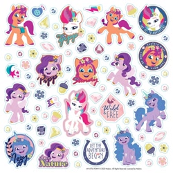 Size: 1400x1400 | Tagged: safe, imported from derpibooru, izzy moonbow, pipp petals, sunny starscout, zipp storm, earth pony, pegasus, pony, unicorn, calendar, female, flower, g5, mare, my little pony: a new generation, official, plant, sticker, text