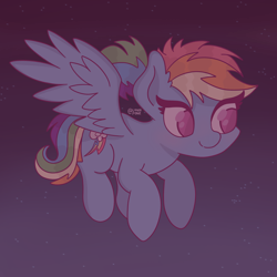 Size: 2048x2048 | Tagged: safe, artist:lynnpone, imported from derpibooru, rainbow dash, pegasus, female, flying, high res, mare, no pupils, solo, stars, wings